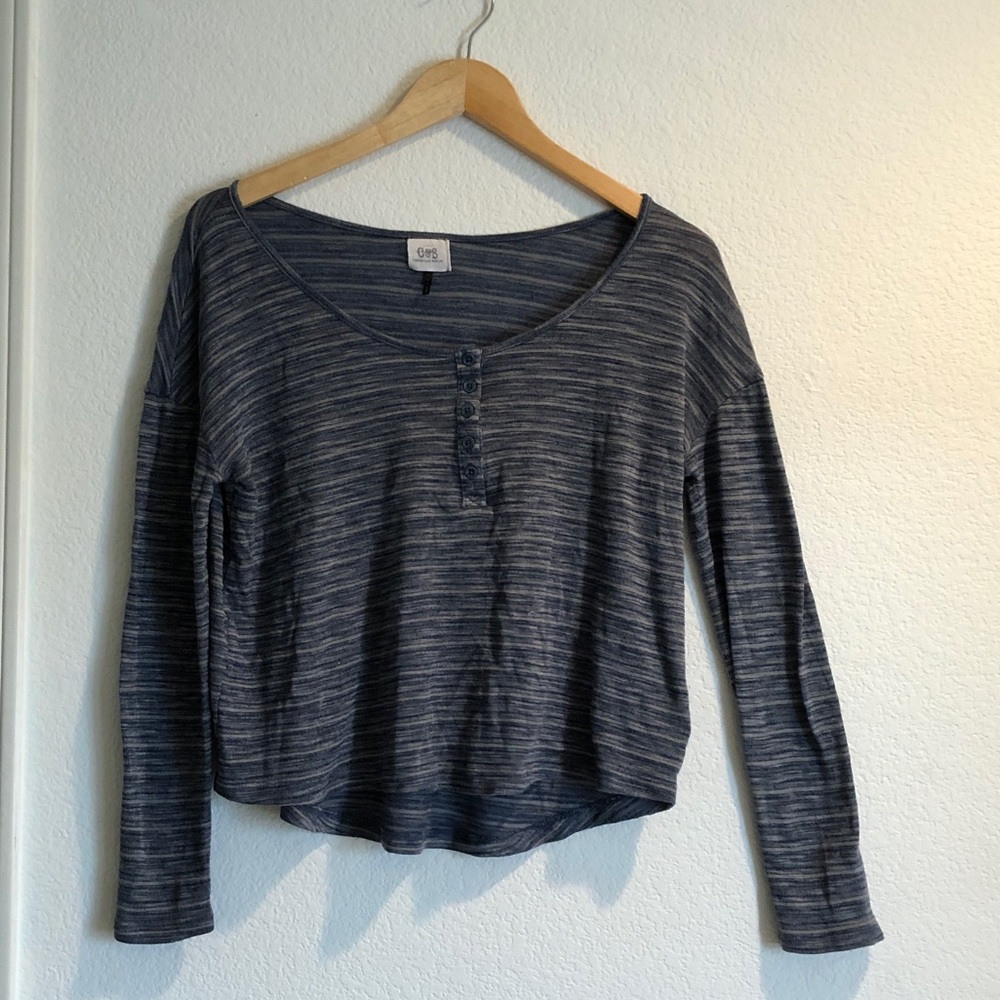 Long sleeve quarter button front shirt PACSUN